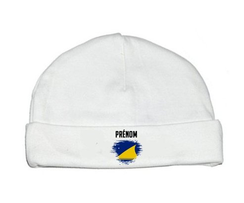 Bonnet bébé personnalisé Drapeau effet pinceau Tokelau avec prénom