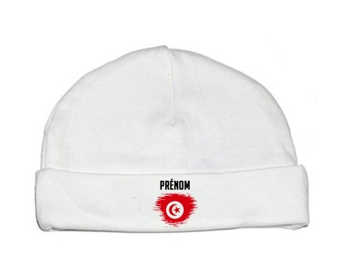 Bonnet bébé personnalisé Drapeau effet pinceau Tunisie avec prénom