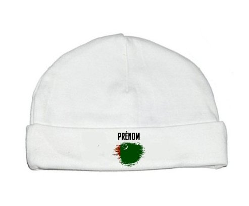 Bonnet bébé personnalisé Drapeau effet pinceau Turkménistan avec prénom