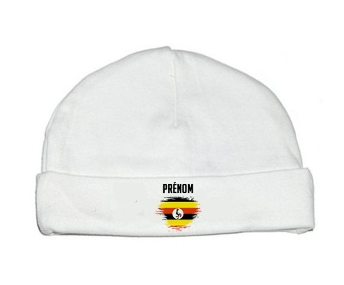 Bonnet bébé personnalisé Drapeau effet pinceau Ouganda avec prénom