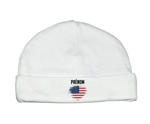 Bonnet bébé personnalisé Drapeau effet pinceau États-Unis des îles mineures éloignées avec prénom