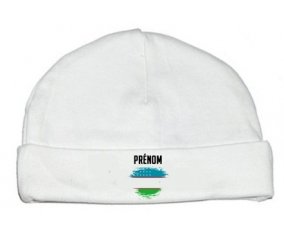 Drapeau effet pinceau Ouzbékistan avec prénom : Bonnet bébé