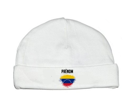 Bonnet bébé personnalisé Drapeau effet pinceau Venezuela avec prénom