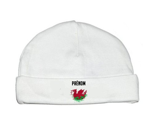 Bonnet bébé personnalisé Drapeau effet pinceau Pays de Galles avec prénom