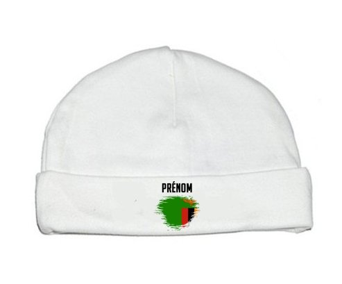 Bonnet bébé personnalisé Drapeau effet pinceau Zambie avec prénom