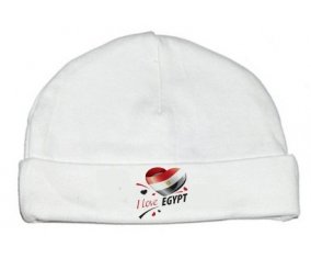Bonnet bébé personnalisé I love Egypt design 1