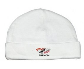 Bonnet bébé personnalisé I love Egypt avec prénom