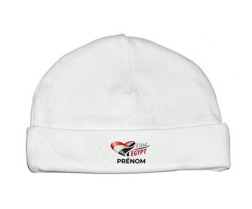 Bonnet bébé personnalisé I love Egypt avec prénom