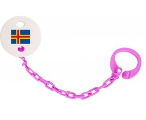 Attache-tétine Drapeau Iles Aland couleur Rose fuschia