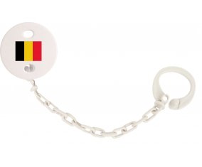 Attache-sucette Drapeau Belgique couleur Blanc