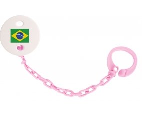 Attache-tétine Drapeau Brésil couleur Rose clair