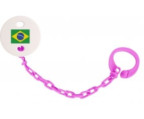 Attache-tétine Drapeau Brésil couleur Rose fuschia
