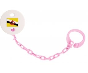 Attache-sucette Drapeau Brunei Darussalam couleur Rose clair