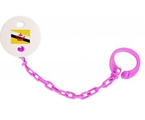 Attache-sucette Drapeau Brunei Darussalam couleur Rose fuschia