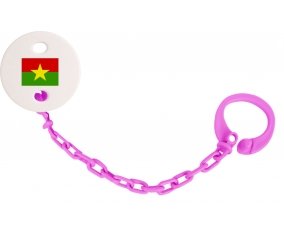 Attache-tetine Drapeau Burkina Faso couleur Rose fuschia