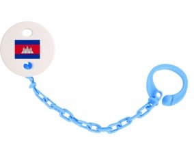 Attache-tetine Drapeau Cambodge couleur Bleu turquoise