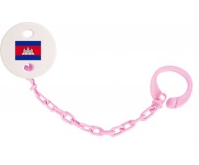 Attache-tetine Drapeau Cambodge couleur Rose clair