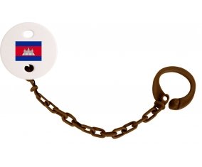 Attache-tetine Drapeau Cambodge couleur Marron