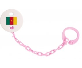 Attache-sucette Drapeau Cameroun couleur Rose clair