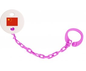 Attache-sucette Drapeau Chine couleur Rose fuschia