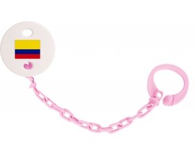 Attache-sucette Drapeau Colombie couleur Rose clair
