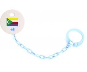 Attache-tétine Drapeau Comores couleur Bleu ciel