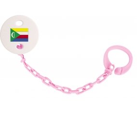 Attache-tétine Drapeau Comores couleur Rose clair