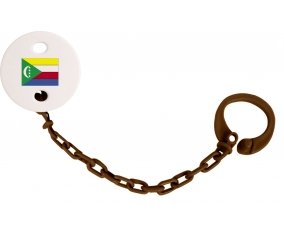 Attache-tétine Drapeau Comores couleur Marron