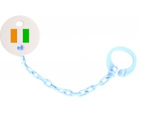Attache-tétine Drapeau Côte d'Ivoire couleur Bleu ciel