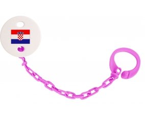 Attache-tetine Drapeau Croatie couleur Rose fuschia
