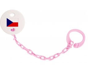 Attache-sucette Drapeau République Tchèque couleur Rose clair