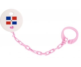 Attache-tetine Drapeau République Dominicaine couleur Rose clair