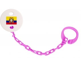 Attache-sucette Drapeau Equateur couleur Rose fuschia