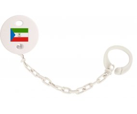 Attache-tétine Drapeau Guinée Équatoriale couleur Blanc