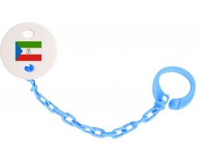 Attache-tétine Drapeau Guinée Équatoriale couleur Bleu turquoise