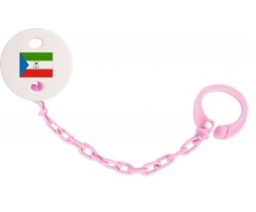 Attache-tétine Drapeau Guinée Équatoriale couleur Rose clair