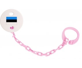 Attache-sucette Drapeau Estonie couleur Rose clair