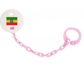 Attache-tétine Drapeau Ethiopie couleur Rose clair