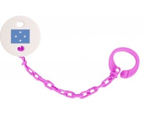 Attache-tétine Drapeau États fédérés de Micronésie couleur Rose fuschia