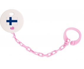 Attache-sucette Drapeau Finlande couleur Rose clair