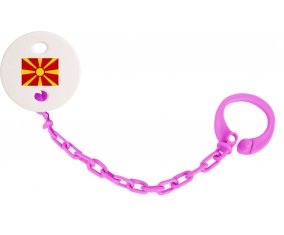 Attache-tétine Drapeau Macédoine du Nord couleur Rose fuschia