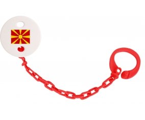 Attache-tétine Drapeau Macédoine du Nord couleur Rouge