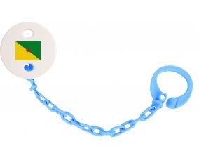 Attache-sucette Drapeau Guyane Française couleur Bleu turquoise