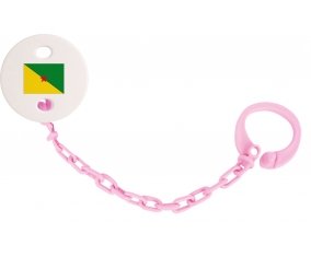 Attache-sucette Drapeau Guyane Française couleur Rose clair