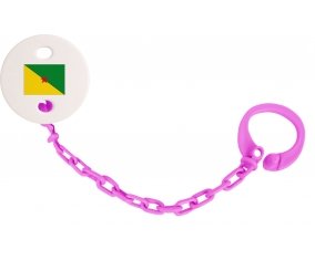 Attache-sucette Drapeau Guyane Française couleur Rose fuschia