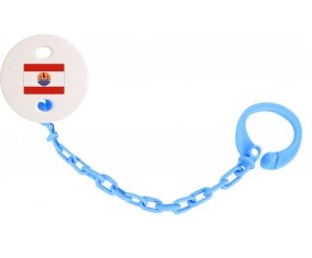 Attache-tétine Drapeau Polynésie française couleur Bleu turquoise