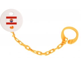 Attache-tétine Drapeau Polynésie française couleur Orange