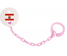 Attache-tétine Drapeau Polynésie française couleur Rose clair