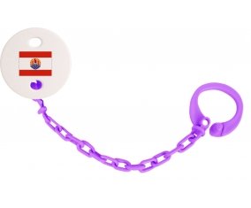 Attache-tétine Drapeau Polynésie française couleur Violet