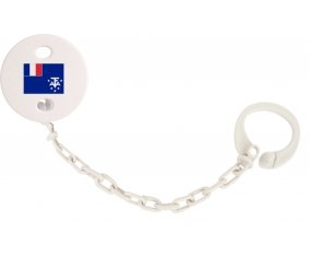 Attache-tetine Drapeau Terres australes françaises couleur Blanc